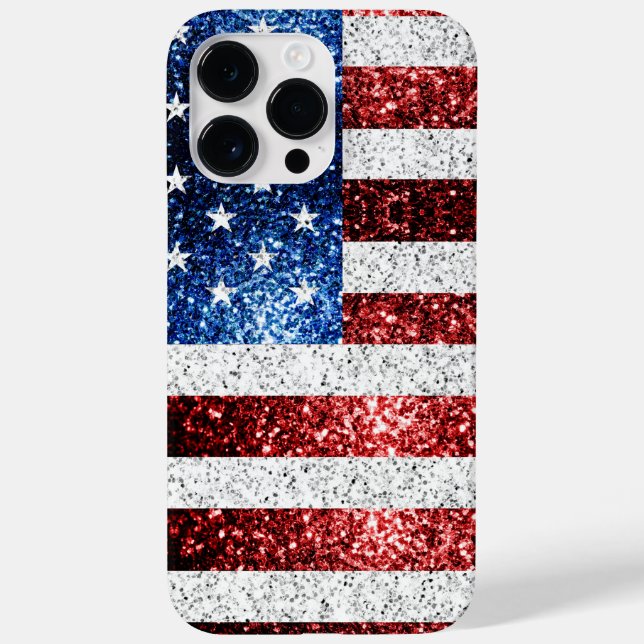 USA flag red white blue sparkles glitters Case-Mate iPhone Case (Back)
