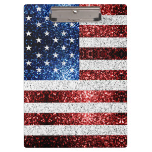 USA flag red white blue sparkles glitters Clipboard