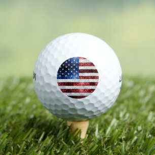 USA flag red white blue sparkles glitters Golf Balls