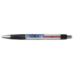 USA flag red white blue sparkles glitters Pen