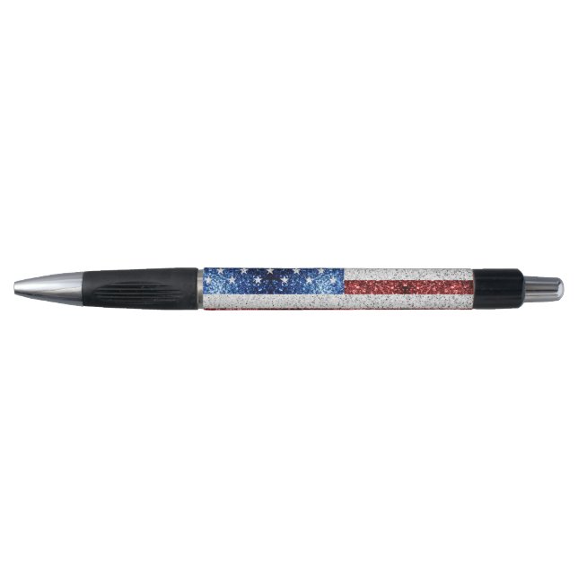 USA flag red white blue sparkles glitters Pen (Front)