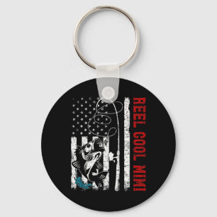 Usa Flag Reel Cool Mimi Fishing Fisher Fisherman Keychain
