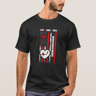 Usa Flag Registered Nurse Medical Rn Nursing Nurs T-Shirt