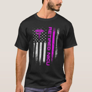 USA Flag Retired NICU Nurse Neonatal Intensive Car T-Shirt