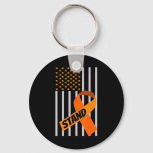 USA Flag Ribbon Leukaemia Awareness  Family Suppor Keychain