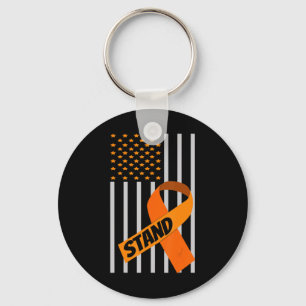 USA Flag Ribbon Leukaemia Awareness Family Suppor Keychain