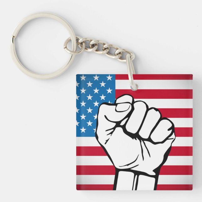 USA Flag | Rising Fist Keychain (Front)