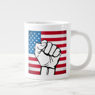 USA Flag   Rising Fist Large Coffee Mug