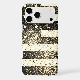 USA flag rustic gold sepia faux sparkles