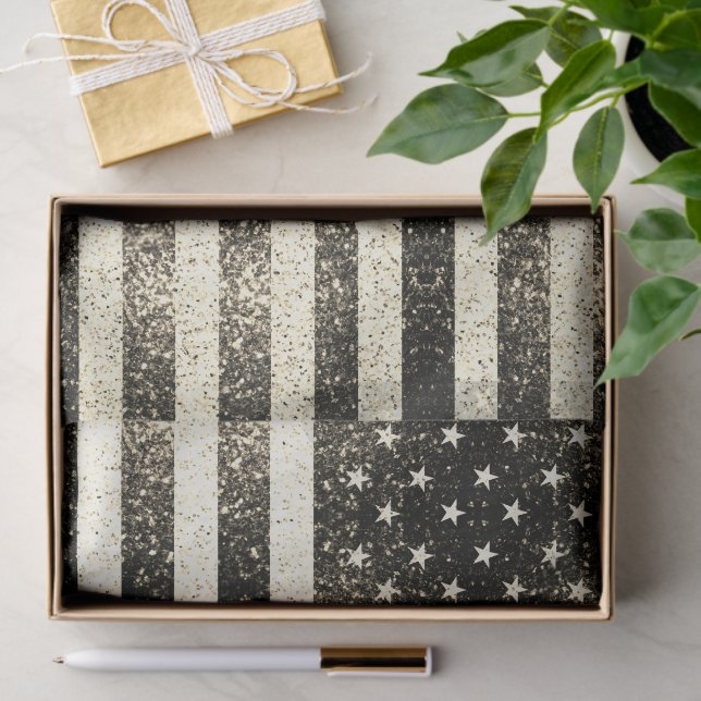 USA flag Rustic gold sepia Sparkles  Tissue Paper (Gift)