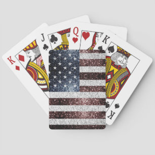 USA flag rustic sparkles glitters Playing Cards