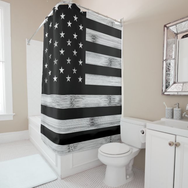 USA flag Rustic Wood Black White Patriotic America (In Situ)