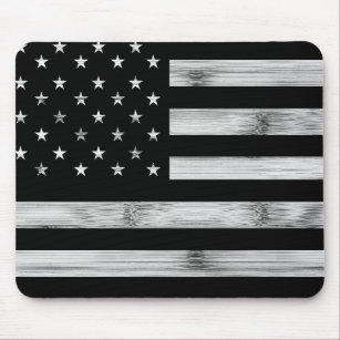 USA flag Rustic Wood Black White Patriotic America Mouse Pad