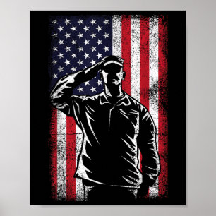 Usa Flag Salute Memorial Day  Poster