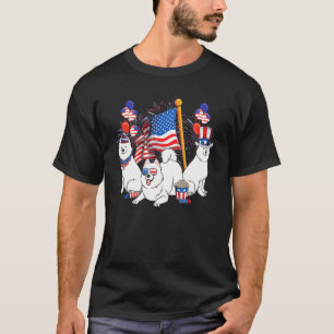 Usa Flag Samoyed Dog Costume 4th Of July Usa Patri T-Shirt