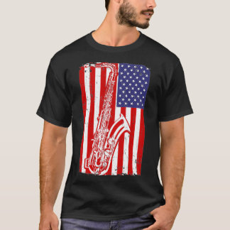 USA Flag Saophonist Gift Saophone  T-Shirt
