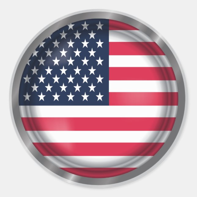 USA Flag Seal, American Flag Art Classic Round Sticker (Front)