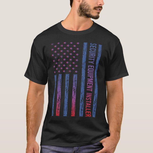 USA Flag Security Equipment Installer T-Shirt (Front)