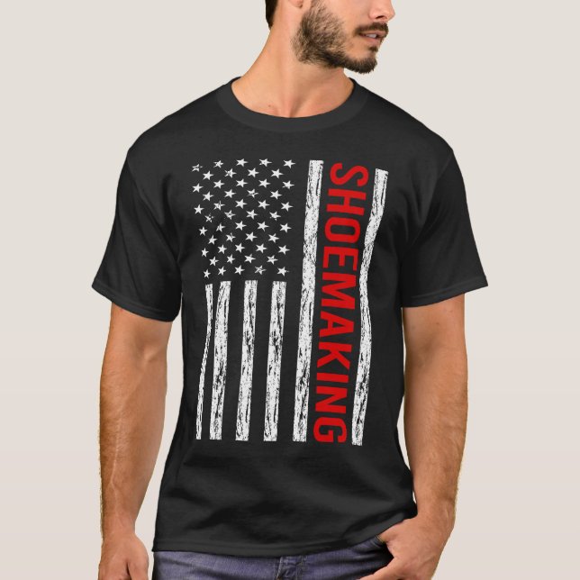 USA Flag Shoemaking Shoemaker T-Shirt (Front)