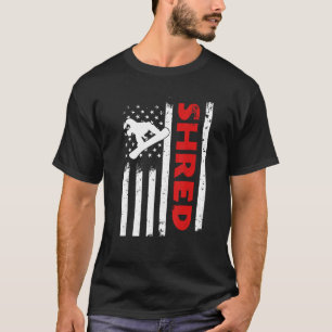 USA Flag Shred Snowborader Freestyle Snowboard Ame T-Shirt