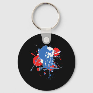 Usa Flag Skier - American Cross Country Skiing For Keychain