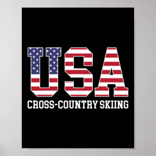 Usa Flag Skier - American Usa Cross Country Skiing Poster