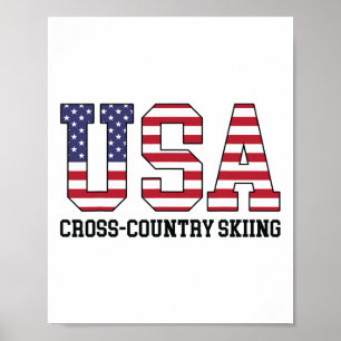 Usa Flag Skier - American Usa Cross Country Skiing Poster