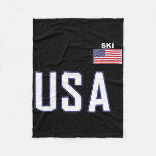 Usa Flag Skiing Team Cool Ski Equipment For Skier Fleece Blanket