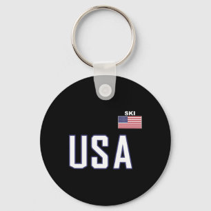 Usa Flag Skiing Team Cool Ski Equipment For Skier  Keychain