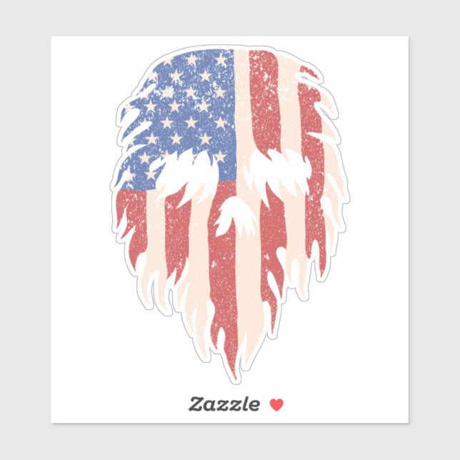 USA Flag Skull Beard | Distressed Patriotic Design (Sheet)