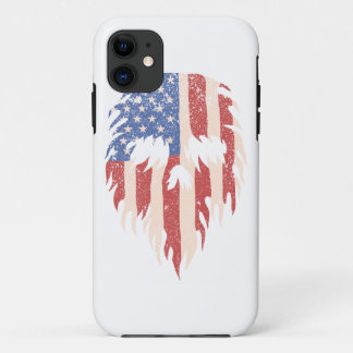 USA Flag Skull Beard | Distressed Patriotic Design iPhone 11 Case