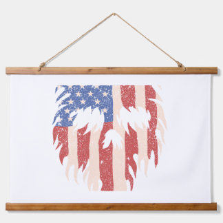 USA Flag Skull Beard | Distressed Patriotic Design Hanging Tapestry