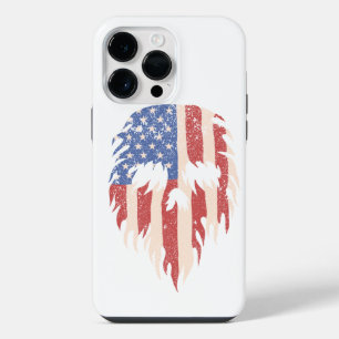 USA Flag Skull Beard Distressed Patriotic Design iPhone 14 Pro Max Case