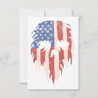 USA Flag Skull Beard | Distressed Patriotic Design Thank You Card