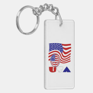 USA Flag Soccer Ball Keychain