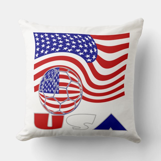 USA Flag Soccer Ball Throw Pillow (Front)