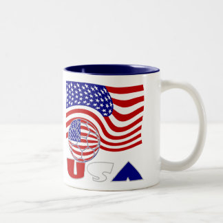 USA Flag Soccer Ball Two-Tone Coffee Mug
