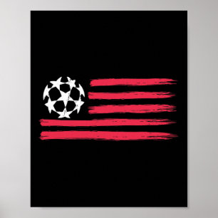 Usa Flag Soccer Byll Cool Futbol Equipment Men Wom Poster