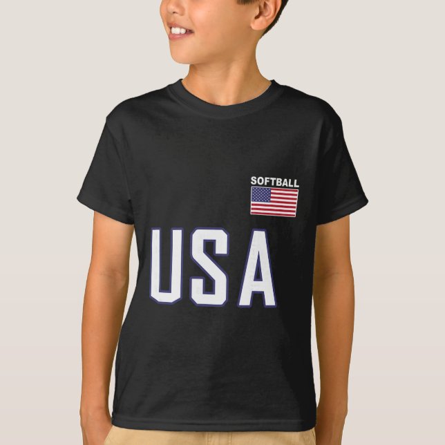 Usa Flag Softll Pocket Team Jersey Gift Top Tee  (Front)