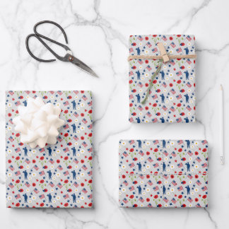 USA Flag Soldier Patriotic Memorial Day Wrapping   Paper Sheet