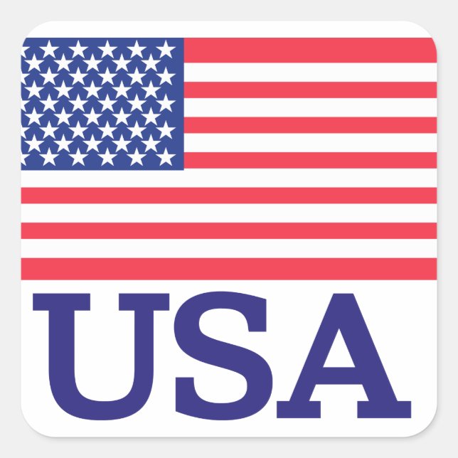 USA Flag Square Sticker (Front)