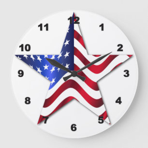 Usa Flag Star Acrylic Wall Clock
