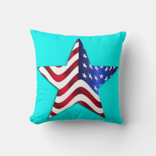 Usa Flag Star Throw Pillow
