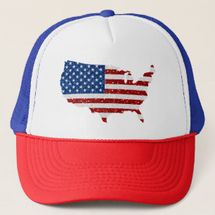 USA Flag Stars & Stripes July 4 Glitter Trucker Hat