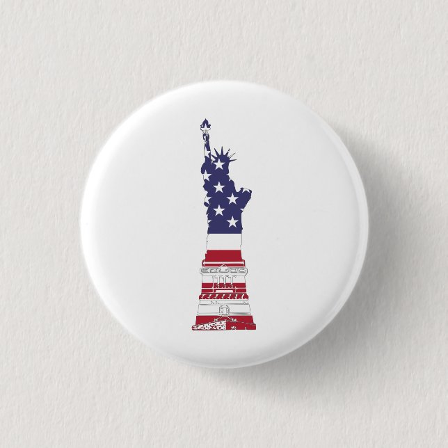 Usa Flag Statue Of Liberty  1 Inch Round Button (Front)