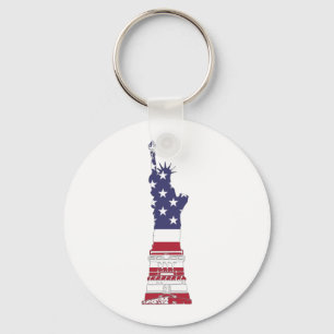 Usa Flag Statue Of Liberty Keychain