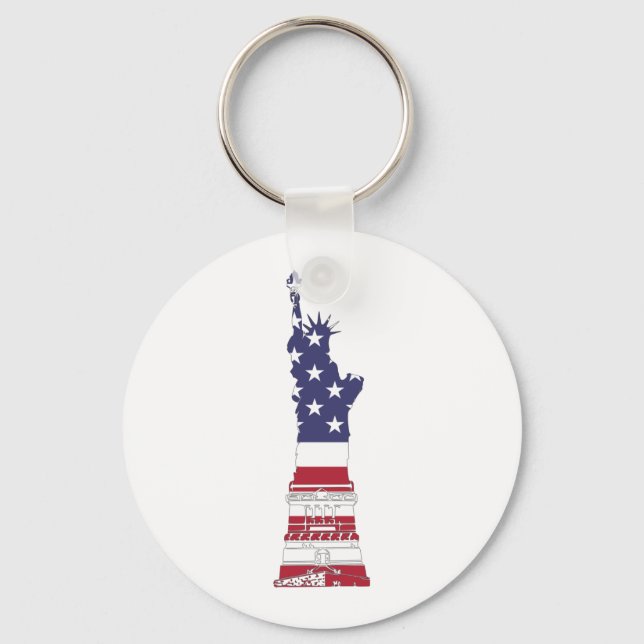 Usa Flag Statue Of Liberty Keychain (Front)