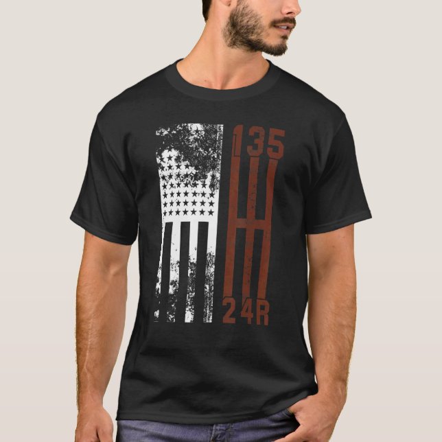 Usa Flag Stick Shift Gear 4x4 Suv Off Road Trails  T-Shirt (Front)