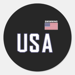 Usa Flag Swimming Pocket Swimmer Equipt Classic Round Sticker