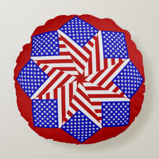USA Flag-Teabag Folding 1-ROUND THROW PILLOW